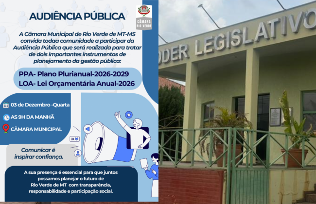 Convite para Audiência Pública da LOA 2026 e PPA 2026-2029